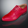 Stylish Red Lace Up Leather Shoes With Textured Surface And Dark Sole For Daily Wear