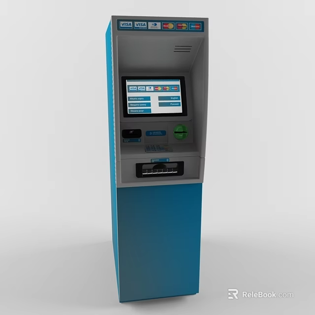 Public Facility ATM Machine With Touch Screen Interface And Cash Dispense Function 3d model 