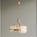 Elegant Chandelier with Gold Frame Clear Glass and Chain Hanging in Modern Interior