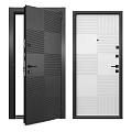 Modern Black And White Hinged Doors With Textured Panels And Lock Handles
