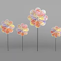 Colorful Flower Shaped Windmills In Various Sizes On Gray Background