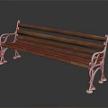 Outdoor Bench with Wooden Slats Metal Armrests and Carved Vintage Design for Garden