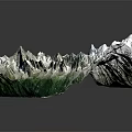 Garden Landscape Mountain Terrain Model With White Snow And Green Vegetation