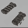 Two Cosmic Space Station Modules With Detailed Aerospace Structure Design Elements