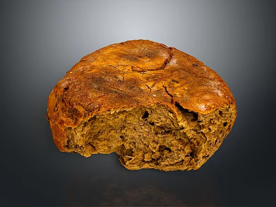 Freshly Baked Artisan Bread With Crusty Surface And Soft Interior Slice 3d model