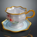 Elegant Teacup and Saucer Set with Gold Rim and Floral Design for Daily Living