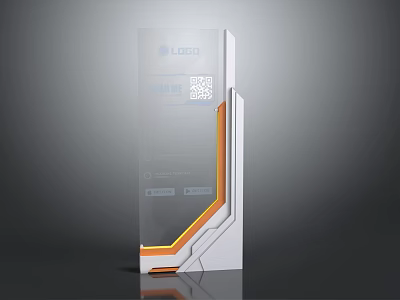 Smart Machine With Transparent Design LECOO Logo QR Code And Orange White Lines 3d model