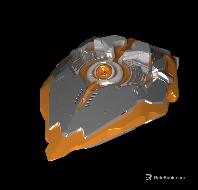 Futuristic Sci Fi Mechanical Device 3D Model With Orange Gray Body And Glowing Core 3d model 