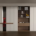 Modern Bookcase Interior Design With White And Wood Shelves For Storage And Decorations