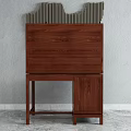 Classic Wooden Dressing Table with Mirror Two Drawers and Gold Handles