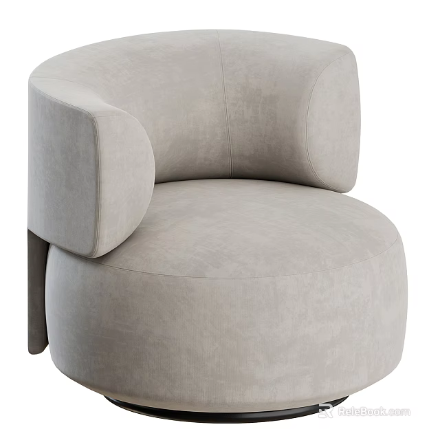 Modern Light Gray Single Sofa With Curved Design And Soft Comfortable Fabric 3d model