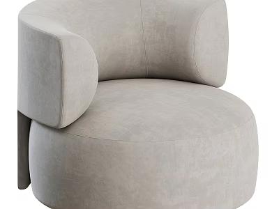 Modern Light Gray Single Sofa With Curved Design And Soft Comfortable Fabric 3d model