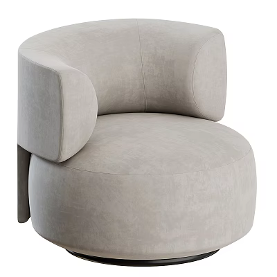 Modern Light Gray Single Sofa With Curved Design And Soft Comfortable Fabric 3d model