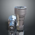 Shiny Metallic Industrial Connector Parts With Cylindrical And Hexagonal Design