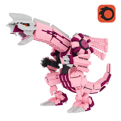 Pink Building Blocks Dinosaur Toy With Detailed Structure And Colorful Parts 3d model