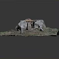 Lush Green Vegetation on Terrain Model Featuring Rocks Cave Structure and Markers 3d model