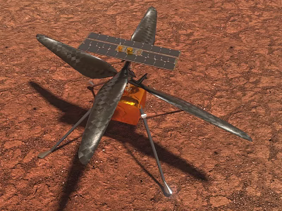 Mars Helicopter With Solar Panels And Four Blades On Martian Surface 3d model