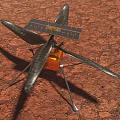Mars Helicopter With Solar Panels And Four Blades On Martian Surface