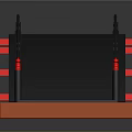 Black Arch Bridge Model Equipment with Red Supports and Yellow Accents