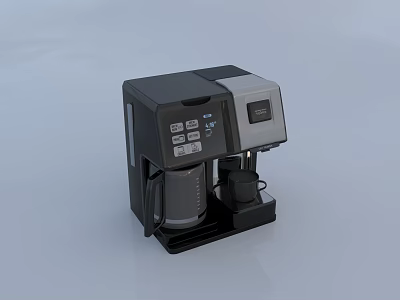Modern Black And Silver Coffee Maker With Control Panel Coffee Pot And Cup Holder 3d model