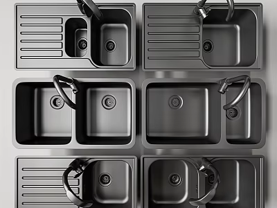 Stainless Steel Kitchen Sinks With Double Bowl Drainer And Faucet In Various Designs 3d model