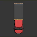 Pink Double Cab Truck With Open Cargo Bed And Yellow Railings 3D Rendering