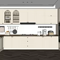 Modern Kitchen Interior With White Cabinets Tile Backsplash Natural Light And Appliances 3d model