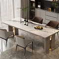 Modern Luxury Dining Table Set With Marble Top Four Chairs For Elegant Kitchen Dining Area 3d model