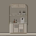 Light Luxury Home Wine Cabinet With Gold Frame And Storage For Wine Bottles And Glasses