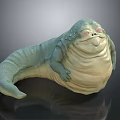 Fantasy Creature Character With Light Green Skin Bulging Belly Red Eyes And Tail Like Appendage