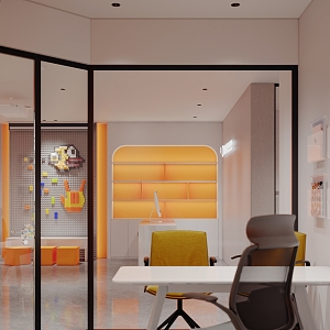 Modern office area studio 3d model