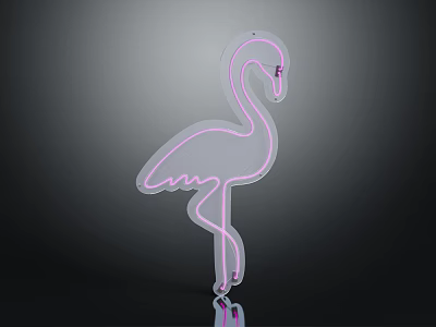 Pink Flamingo Neon Sign Decoration With Modern Design And Reflective Surface 3d model