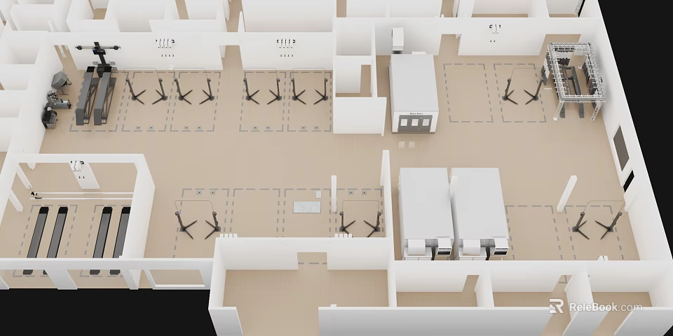Modern Retail Store Floor Plan With Display Areas Counters And Interior Layout 3d model