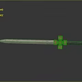 Medieval Weapon Sword With Metal Blade Golden Cross Guard And Purple Hilt On Reflective Surface