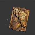 Golden Crust Freshly Baked Loaf And Sliced Bread On Wooden Cutting Board