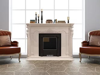 Jane European single sofa single chair fireplace combination 3d model