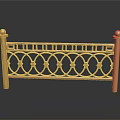 Ornate Golden Metal Railing With Spherical Finials And Circular Patterns