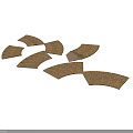 Multiple Curved Cork Pads With Textured Surface Arranged On White Background