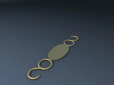 Gold Wall Decor with Oval Center and Connected Rings Design for Home Interior 3d model