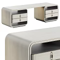Modern Light Wood Desk With Smooth Surface And Drawer Storage Design 3d model