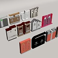 Collection Of Packaging Boxes With Different Designs Colors And Textures 3d model
