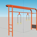 Orange Outdoor Fitness Frame With Hanging Rings And Ladder For Sports Training
