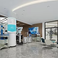 Spacious Bright Dental Clinic Interior With White Tone Blue Decor Medical Equipment Chairs And Displays