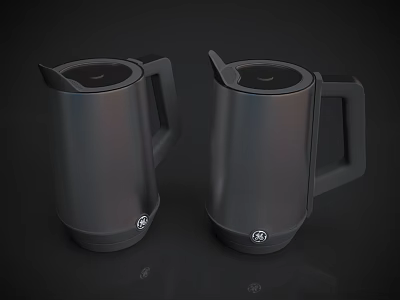 Two Black Electric Kettles Modern Design Kitchen Appliances For Daily Use 3d model