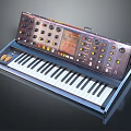 Electronic Musical Instrument Synthesizer with Multiple Knobs Buttons Display Screen and Black White Keyboard Keys