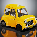 Yellow Taxi Model Car with Black Wheels Transparent Windows and Roof Taxi Sign