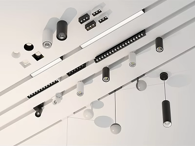 Sleek Modern Downlights and Spotlights in Various Styles for Ceiling Interior Lighting 3d model