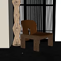 Modern Wooden Leisure Chair With Curved Backrest In Minimalist Interior Decor