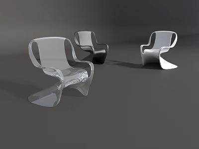Modern Transparent Black And White Lounge Chair With Stylish Unique Design 3d model