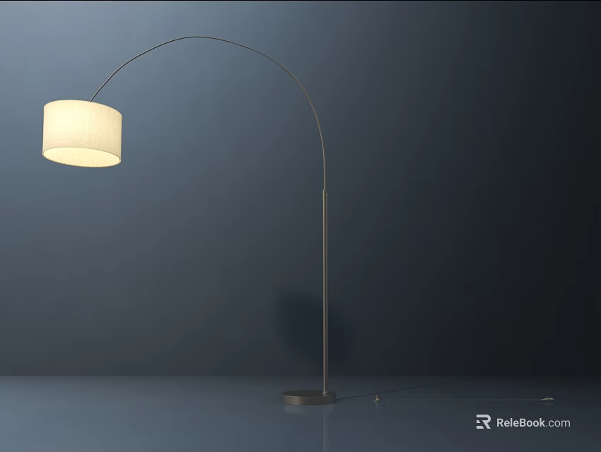 Modern Arched Floor Lamp With White Lampshade And Sleek Metal Stand 3d model 